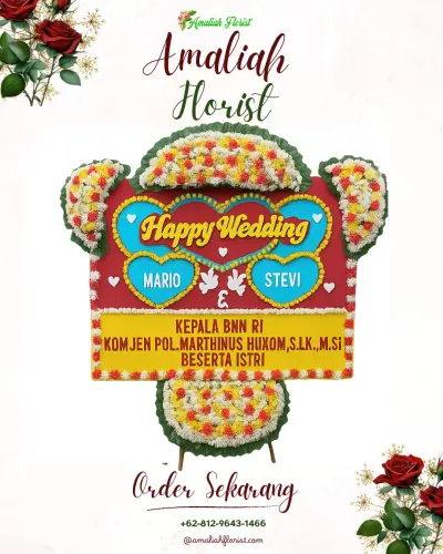 Karangan Papan Bunga Pernikahan di Sidengok
